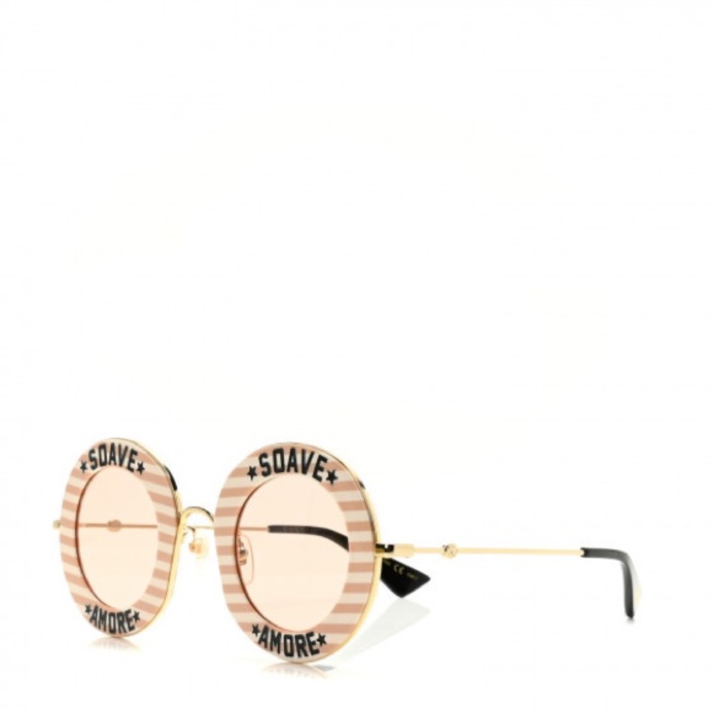 GUCCI WOMENS ROUND NUDE GOLD PINK SUNGLASSES GG0113S-30001560-009 - Picture 3 of 8